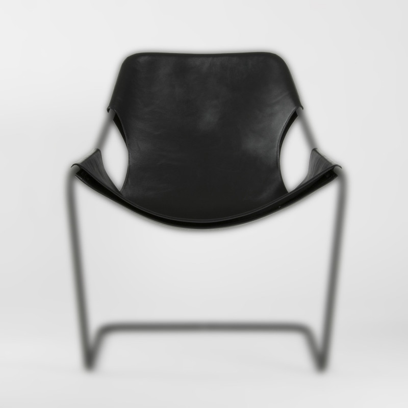 Housse en cuir noir pour le fauteuil Paulistano