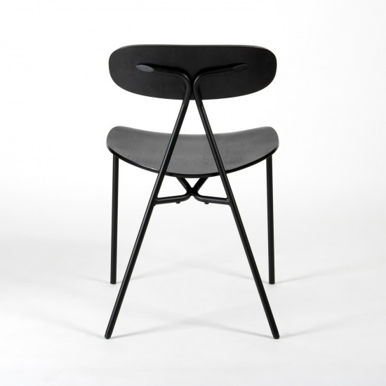 Lagoa Stacking Chair - Black beech and steel - back view