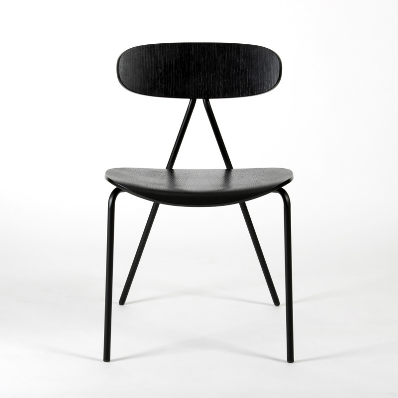 Lagoa Stacking Chair - Black beech and steel - front view