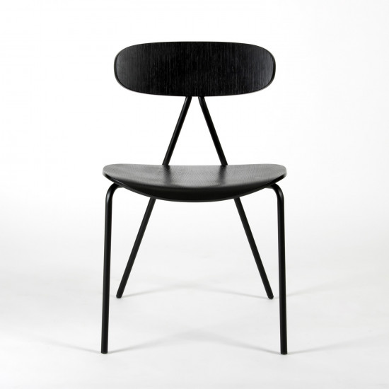 Lagoa Stacking Chair - Black beech and steel - front view