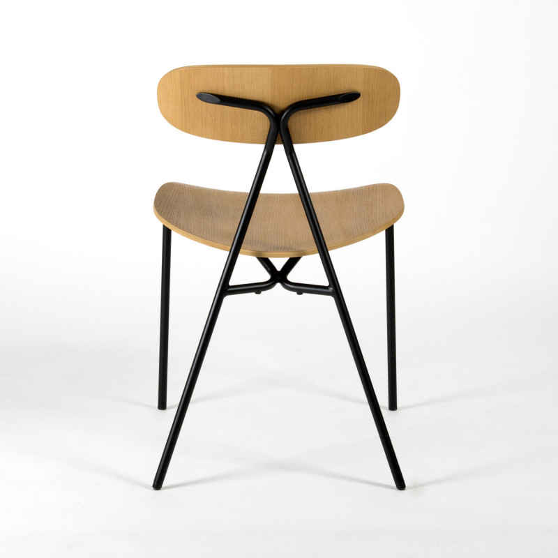 Lagoa Stacking Chair - Oak and steel - back view
