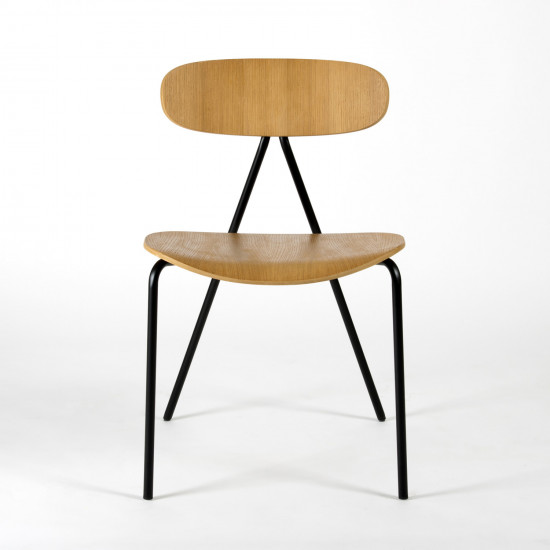 Lagoa Stacking Chair - Oak and steel - front view