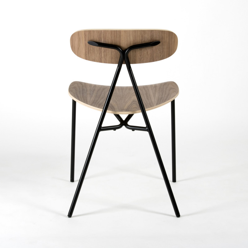 Lagoa Stacking Chair - Walnut and steel - back view