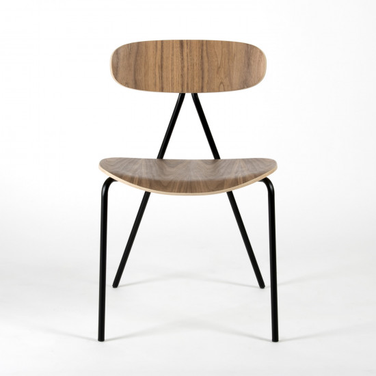 Lagoa Stacking Chair - Walnut and steel - front view
